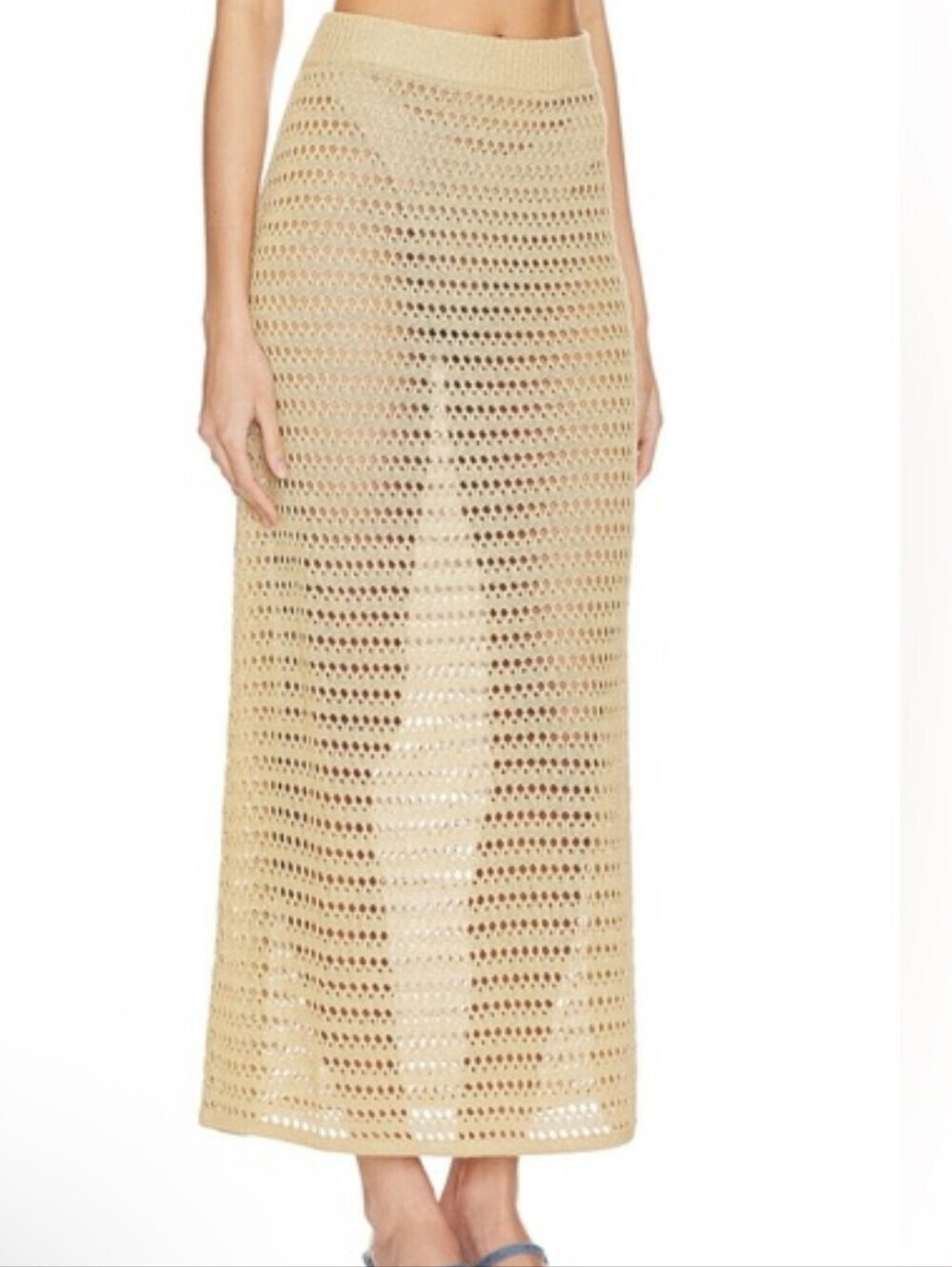 L'Academie Open-Stitch Maxi Skirt Tan Size Medium